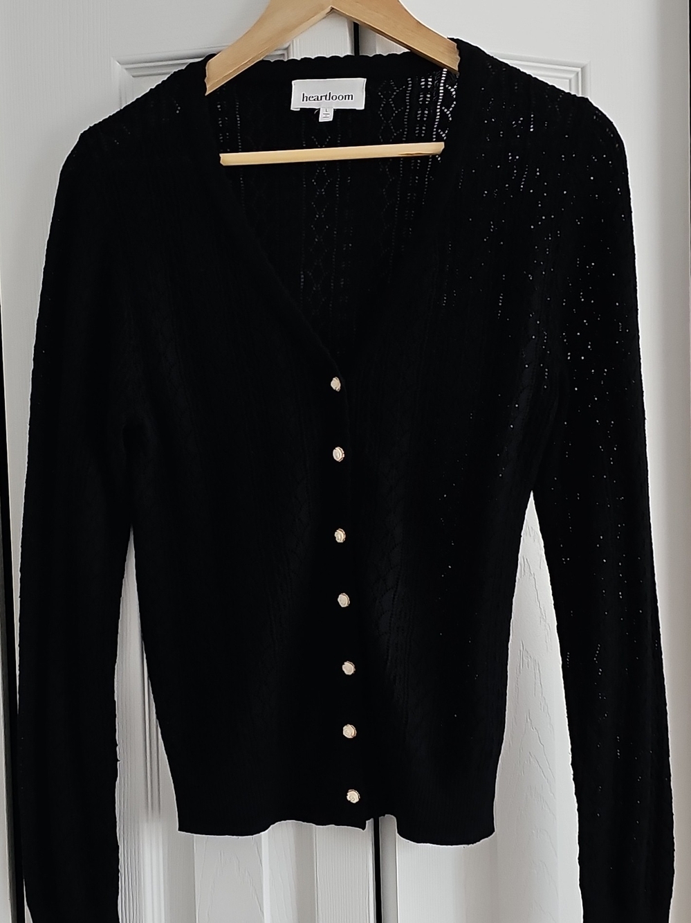 Heartloom Black Button-Front V-Neck Cardigan